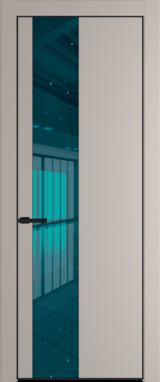 Межкомнатная дверь Profil Doors 19 PA Черный матовый RAL9005 Зеркало синее Сэнд