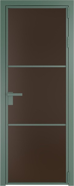 Алюминиевая дверь Profil Doors 13 AG Зеленый воск Монохром шоколад