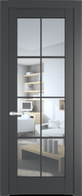 Межкомнатная дверь Profil Doors 4.1.2 (p.8) Графит (Pantone 425С) Прозрачное