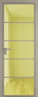 Алюминиевая дверь Profil Doors 14 AG Никель матовый Золото шпион