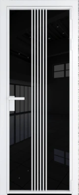 Алюминиевая дверь Profil Doors 18 AG Вайт Черный триплекс