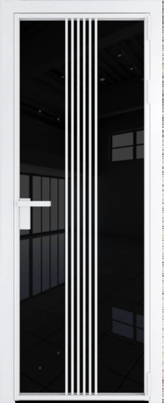 Алюминиевая дверь Profil Doors 18 AG Вайт Черный триплекс
