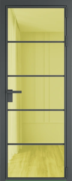 Алюминиевая дверь Profil Doors 14 AG Серая ночь Золото шпион
