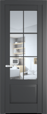 Межкомнатная дверь Profil Doors 4.2.2 (p.6) Графит (Pantone 425С) Прозрачное
