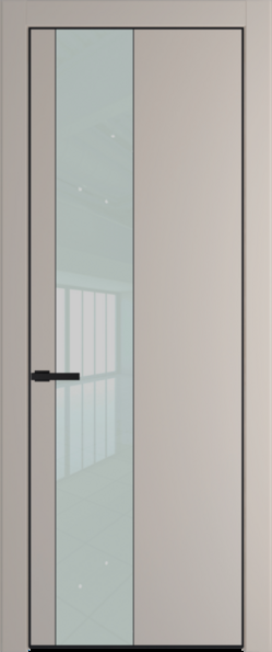 Межкомнатная дверь Profil Doors 19 PE Lacobel Белый лак Сэнд Черный матовый RAL9005
