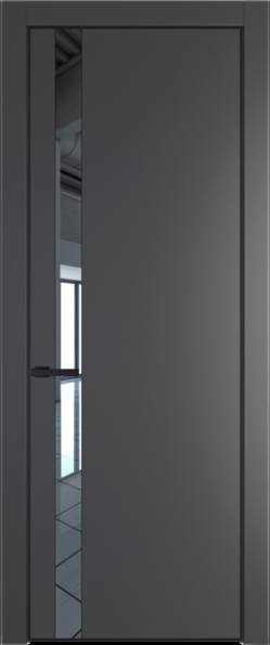 Межкомнатная дверь Profil Doors 18 PA Черный матовый Зеркало Графит (Pantone 425С)