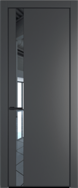 Межкомнатная дверь Profil Doors 18 PA Черный матовый RAL9005 Зеркало Графит (Pantone 425С)