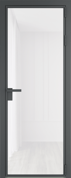Алюминиевая дверь Profil Doors 1 AG Серая ночь Белый триплекс