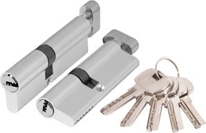 Цилиндровый Ajax (Аякс) механизм (AX202/100) AX2002Knob100 (40+10+50) CP хром с вертушкой