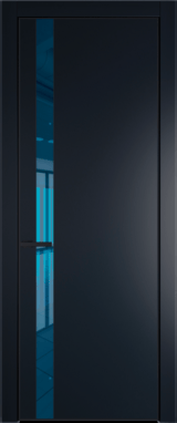 Межкомнатная дверь Profil Doors 18 PA Черный матовый Зеркало синее Нэви Блу (RAL 7016)