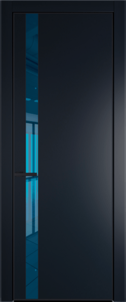 Межкомнатная дверь Profil Doors 18 PA Черный матовый Зеркало синее Нэви Блу (RAL 7016)