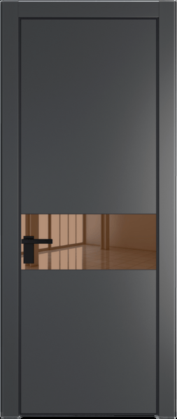Межкомнатная дверь Profil Doors 17 PA Черный матовый RAL9005 Зеркало Bronza Графит (Pantone 425С)