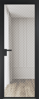 Алюминиевая дверь Profil Doors 1 AG Черный матовый RAL9005 Ромб белый