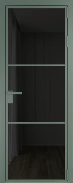 Алюминиевая дверь Profil Doors 13 AG Зеленый воск Черное тонированное