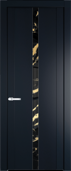 Межкомнатная дверь Profil Doors 1.8 P Нефи черный узор золото Нэви Блу (RAL 7016)