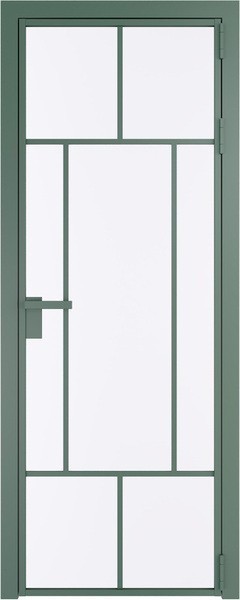 Алюминиевая дверь Profil Doors 10 AG Зеленый воск Монохром белый просветленный