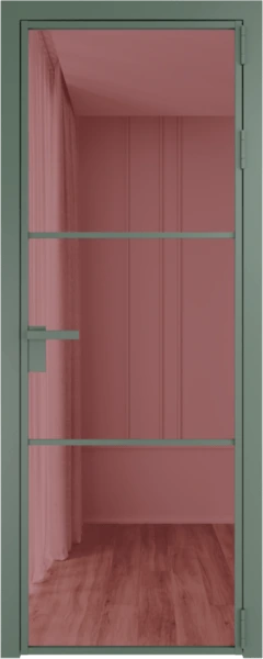 Алюминиевая дверь Profil Doors 13 AG Зеленый воск Розовое шпион