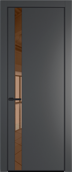 Межкомнатная дверь Profil Doors 18 PA Черный матовый RAL9005 Зеркало бронзовое Графит (Pantone 425С)