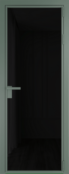 Алюминиевая дверь Profil Doors 1 AG Зеленый воск Черный триплекс