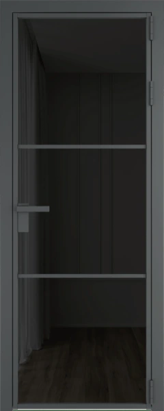 Алюминиевая дверь Profil Doors 13 AG Серая ночь Черное тонированное