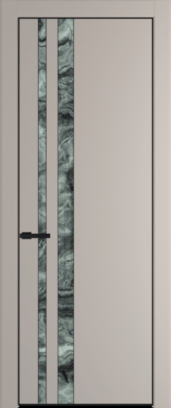Межкомнатная дверь Profil Doors 20 PA Черный матовый RAL9005 Атриум серебро Сэнд