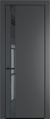 Межкомнатная дверь Profil Doors 18 PA Черный матовый RAL9005 Зеркало серое Графит (Pantone 425С)