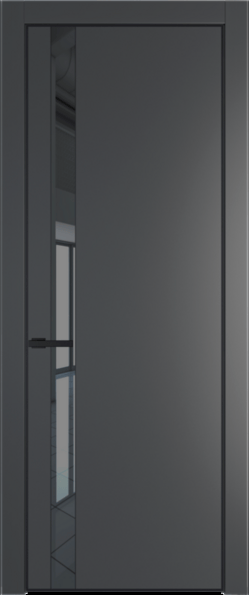 Межкомнатная дверь Profil Doors 18 PA Черный матовый RAL9005 Зеркало серое Графит (Pantone 425С)