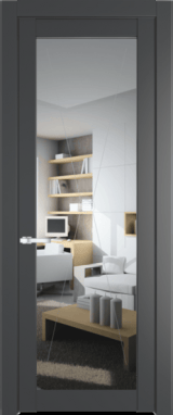 Межкомнатная дверь Profil Doors 1.1.2 PM Прозрачное Графит (Pantone 425С)