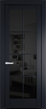 Межкомнатная дверь Profil Doors 4.1.2 (p.8) Нэви Блу (RAL 7016) Черное тонированное