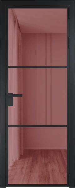Алюминиевая дверь Profil Doors 13 AG Черный матовый Розовое шпион