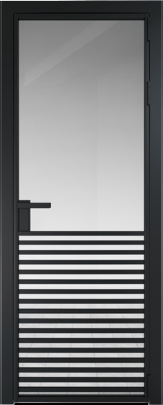 Алюминиевая дверь Profil Doors 16 AG Черный матовый RAL9005 Прозрачное