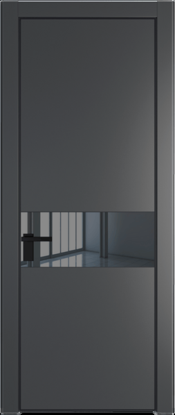 Межкомнатная дверь Profil Doors 17 PA Черный матовый RAL9005 Зеркало серое Графит (Pantone 425С)