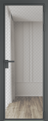 Алюминиевая дверь Profil Doors 1 AG Серая ночь Ромб серебро