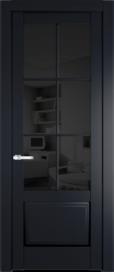 Межкомнатная дверь Profil Doors 4.2.2 (p.6) Нэви Блу (RAL 7016) Черное тонированное
