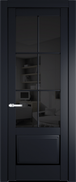 Межкомнатная дверь Profil Doors 4.2.2 (p.6) Нэви Блу (RAL 7016) Черное тонированное