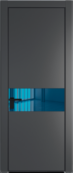 Межкомнатная дверь Profil Doors 17 PA Черный матовый RAL9005 Зеркало синее Графит (Pantone 425С)