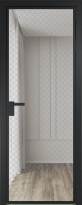 Алюминиевая дверь Profil Doors 1 AG Черный матовый RAL9005 Ромб серебро