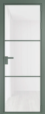 Алюминиевая дверь Profil Doors 13 AG Зеленый воск Белый триплекс