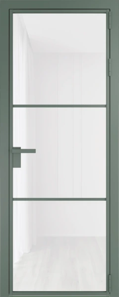 Алюминиевая дверь Profil Doors 13 AG Зеленый воск Белый триплекс