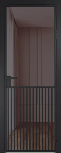Алюминиевая дверь Profil Doors 15 AG Черный матовый Золотистая бронза