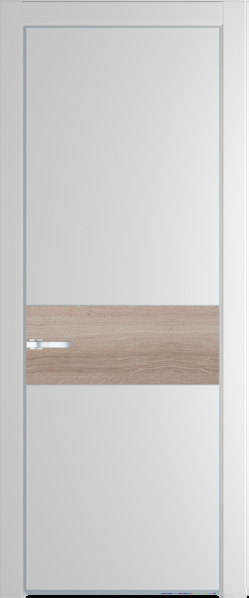 Межкомнатная дверь Profil Doors 17 PE Lacobel Белый лак Крем Вайт (RAL 120-02) Серебро Дуб Сонома