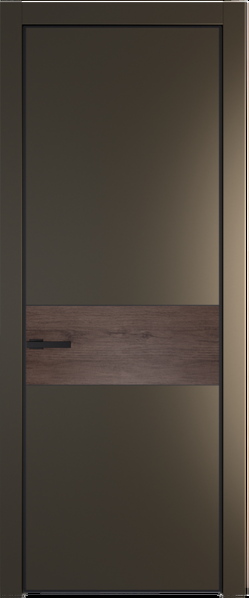 Межкомнатная дверь Profil Doors 17 PE Зеркало Bronza Сэнд Черный матовый RAL9005 Дуб Тобакко