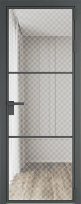 Алюминиевая дверь Profil Doors 13 AG Серая ночь Ромб белый