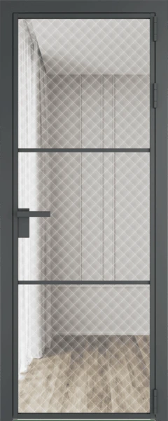 Алюминиевая дверь Profil Doors 13 AG Серая ночь Ромб белый