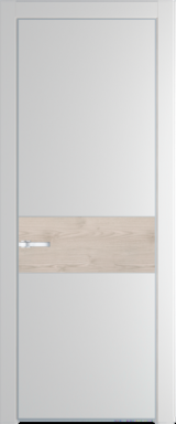 Межкомнатная дверь Profil Doors 17 PE Lacobel Белый лак Крем Вайт (RAL 120-02) Серебро Каштан светлый