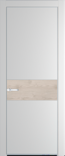 Межкомнатная дверь Profil Doors 17 PE Lacobel Белый лак Крем Вайт (RAL 120-02) Серебро Каштан светлый
