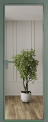Алюминиевая дверь Profil Doors 1 AG Зеленый воск Зеркало