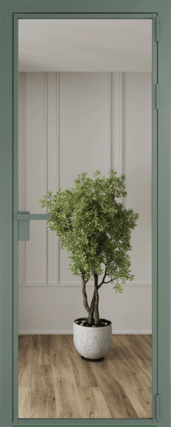Алюминиевая дверь Profil Doors 1 AG Зеленый воск Зеркало