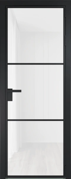 Алюминиевая дверь Profil Doors 13 AG Черный матовый Белый триплекс