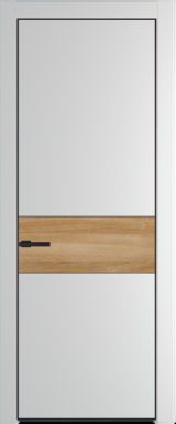 Межкомнатная дверь Profil Doors 17 PE Lacobel Белый лак Крем Вайт (RAL 120-02) Черный матовый RAL9005 Дуб Карамель
